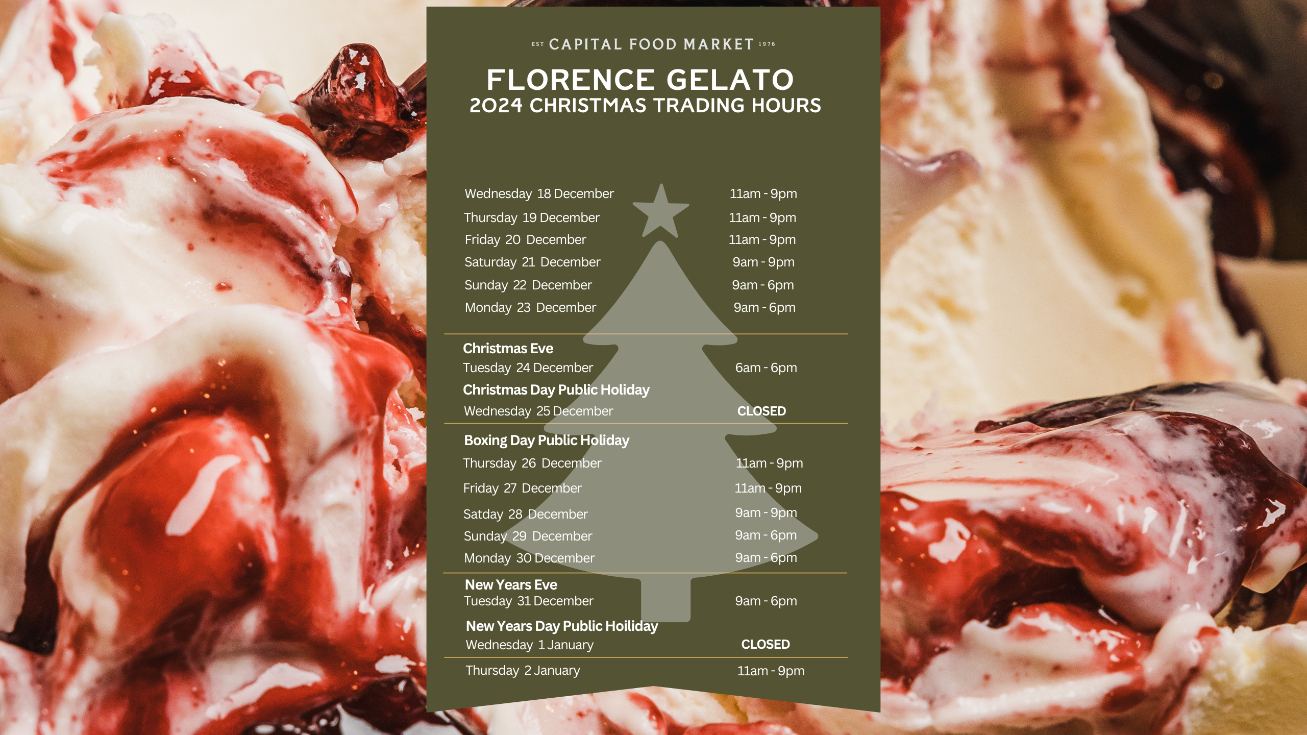 Florence Gelato Christmas trade